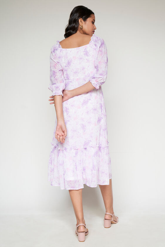 Lilac Floral Dress, White, image 5
